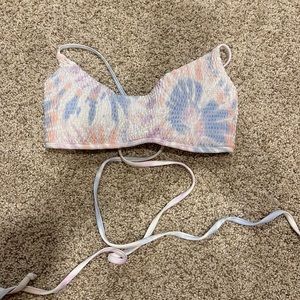 Hollister tie dye strappy back swimsuit top blue, white purple, orange size S